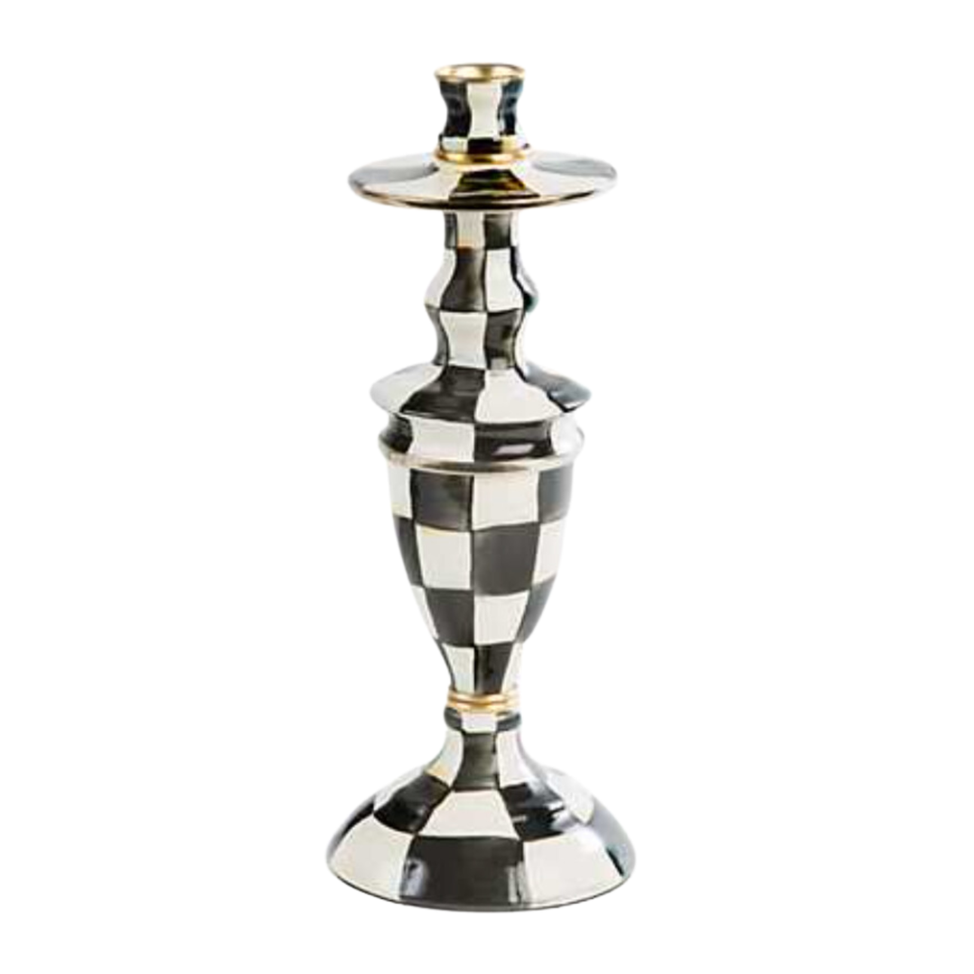MACKENZIE CHILDS Courtly Check Medium Enamel Candleholder