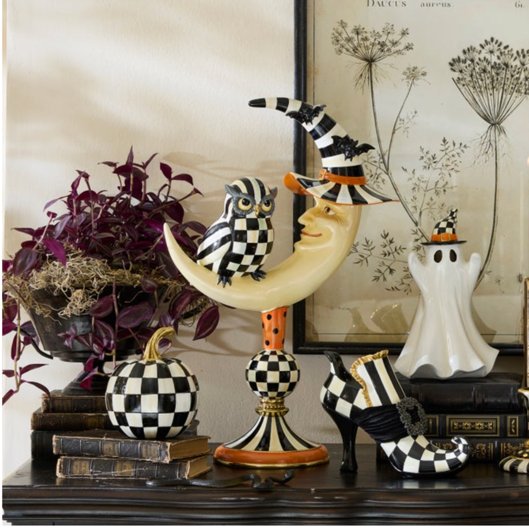 MACKENZIE CHILDS Courtly Owl On Moon Figure