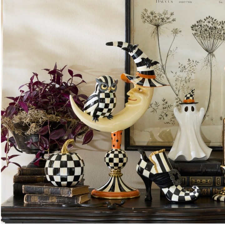 MACKENZIE CHILDS Courtly Owl On Moon Figure