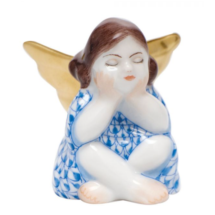 HEREND Heavenly Bliss Sitting Angel BLUE