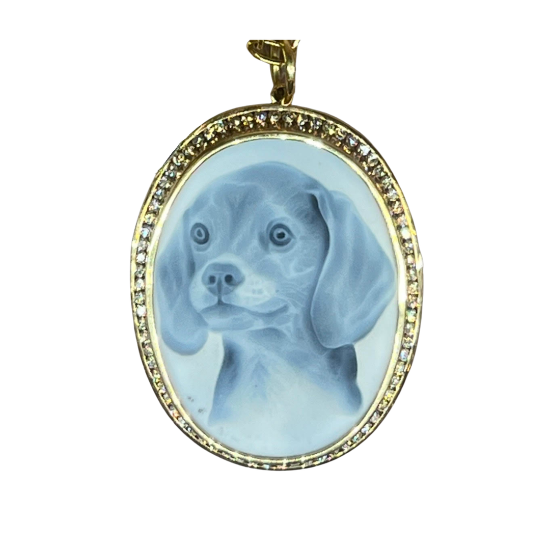 SYNA 18K Yellow Gold Puppy Cameo With Diamonds Default Title