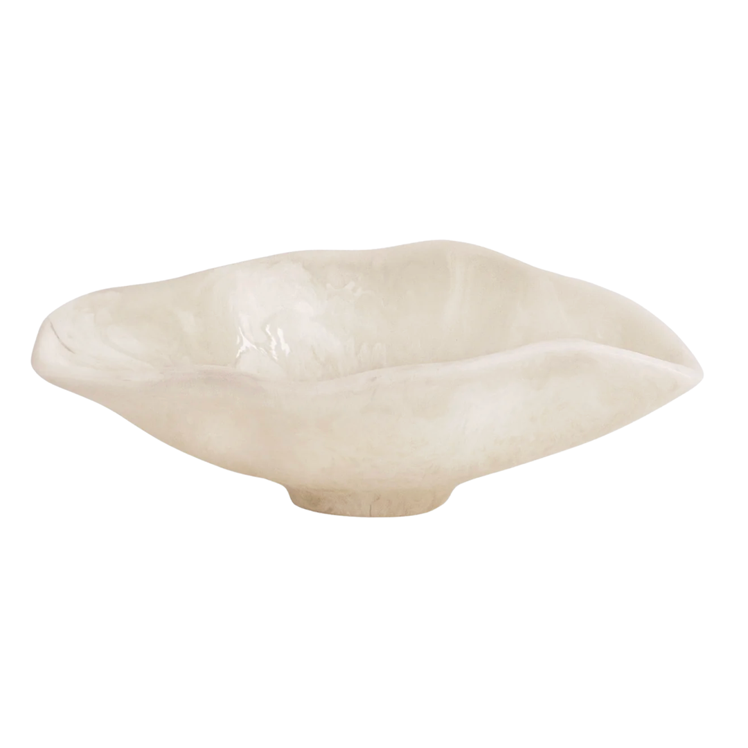 BEATRIZ BALL Alabaster White Swirl Small Oval Bowl Default Title