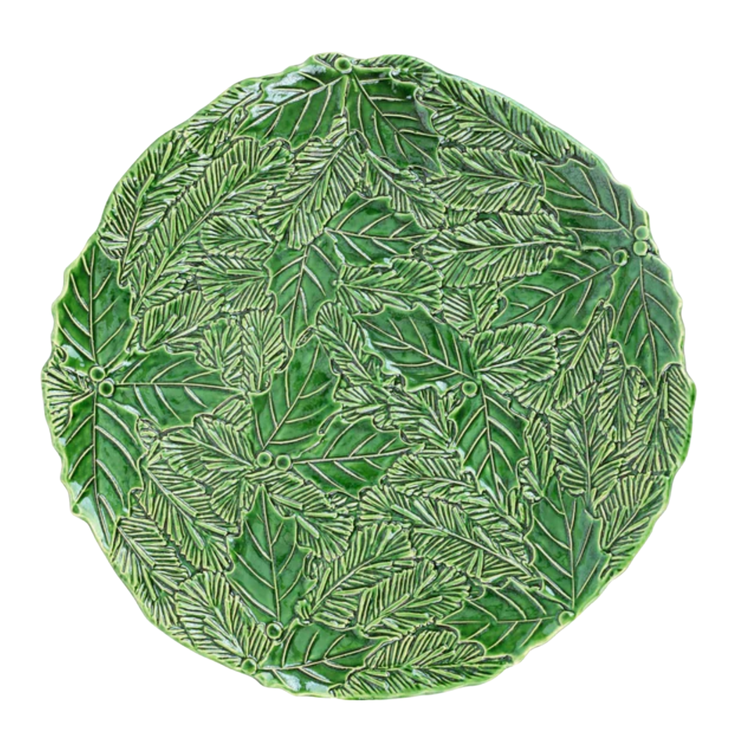 VIETRI Lastra Holiday Green Figural Round Platter Default Title