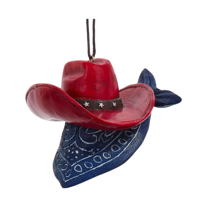 KURT ADLER Cowboy Hat Ornament With Bandana