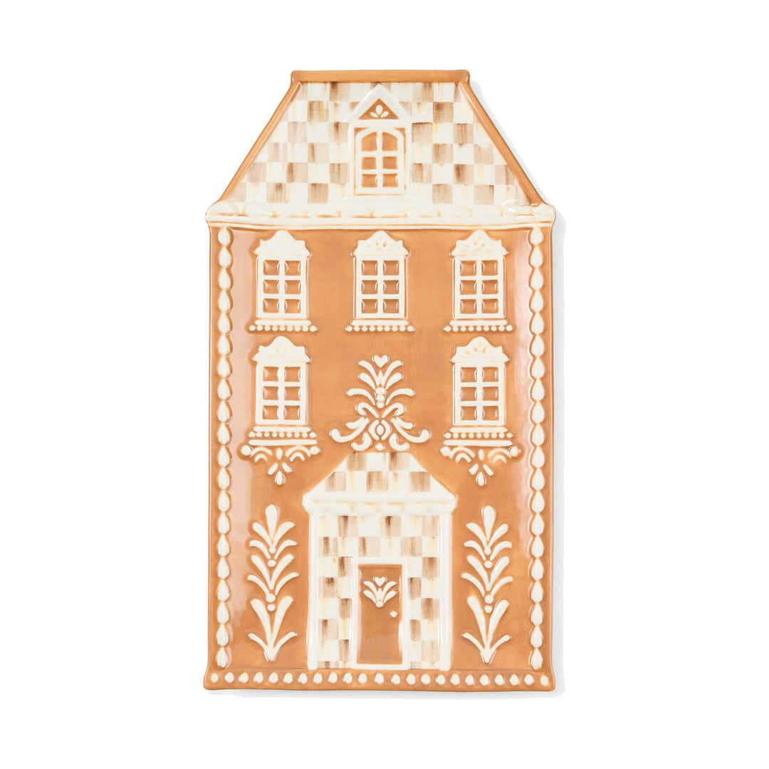 MACKENZIE CHILDS MacKenzie-Childs Mocha Check Gingerbread Serving Platter