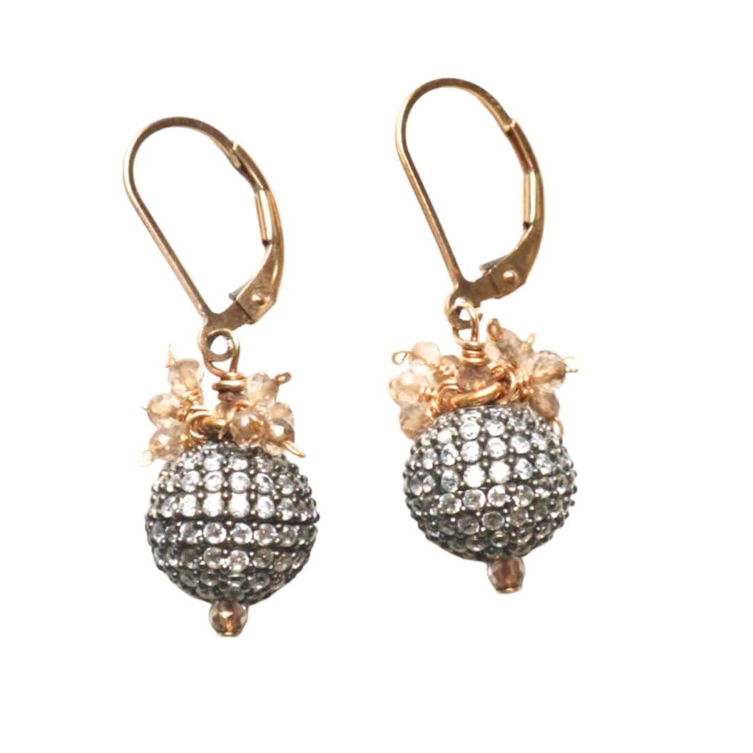 KELLY FLETCHER White Sapphire Ball Earrings With Topaz Clusters Default Title