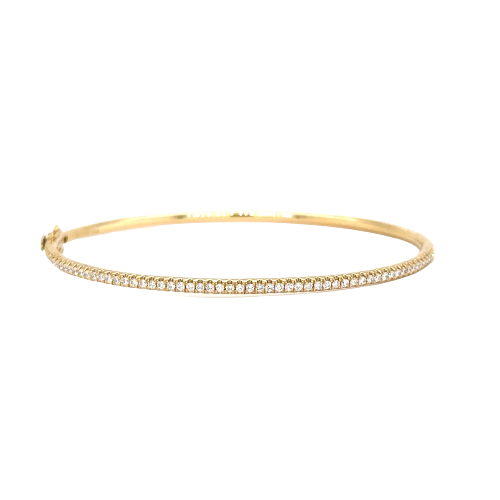LISA NIK 18K Yellow Gold Skinny Bangle Bracelet With Diamonds