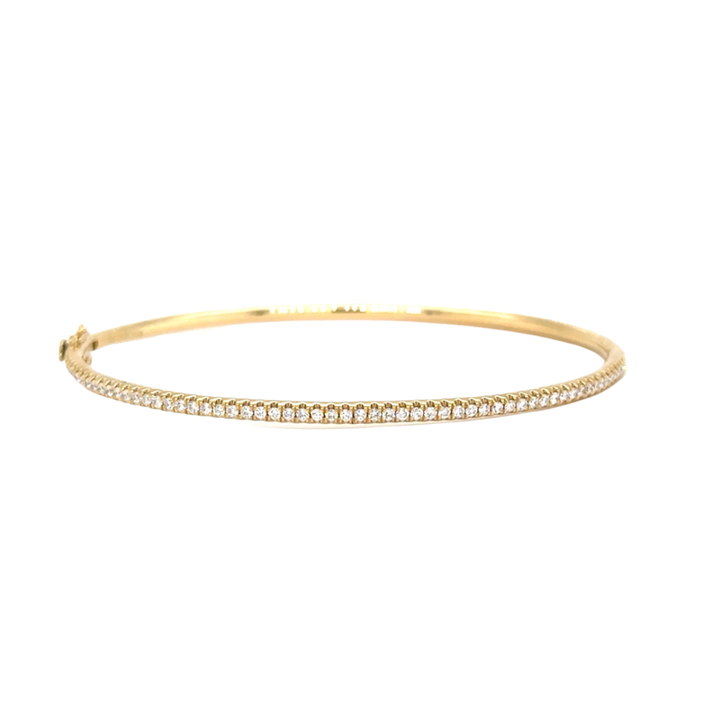 LISA NIK 18K Yellow Gold Skinny Bangle Bracelet With Diamonds