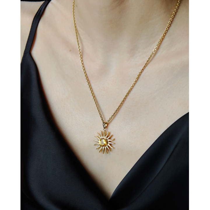 MELUZZA 18K Yellow Gold Pendant You Are My Sunshine Necklace