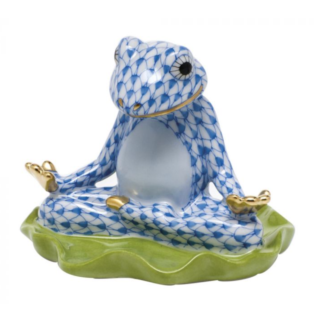 HEREND Yoga Frog BLUE