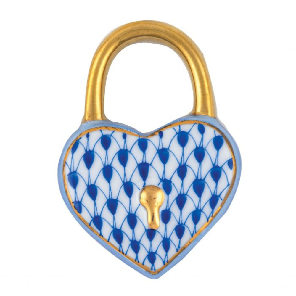 HEREND HEART LOCK SAPPHIRE