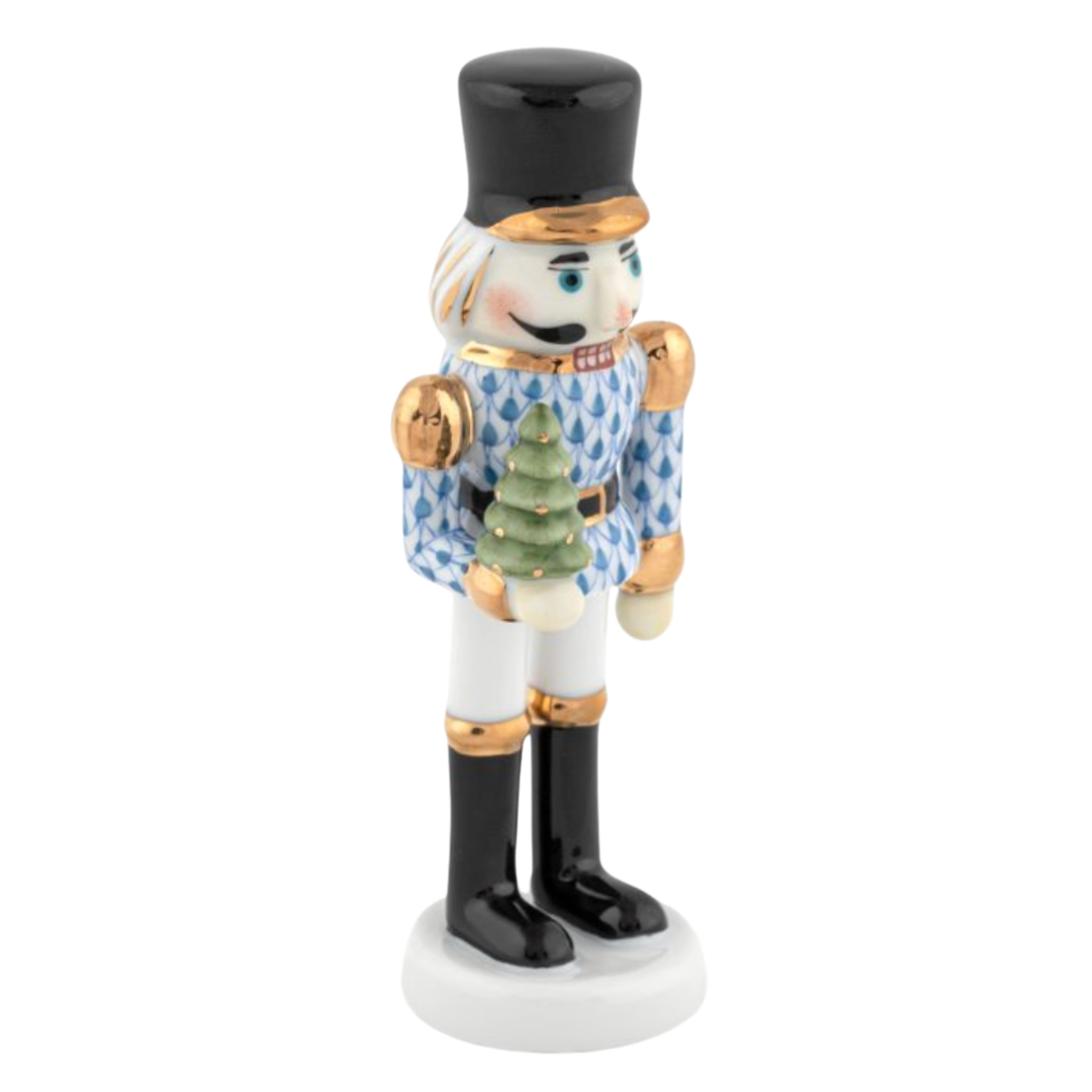 HEREND Nutcracker With Christmas Tree BLUE