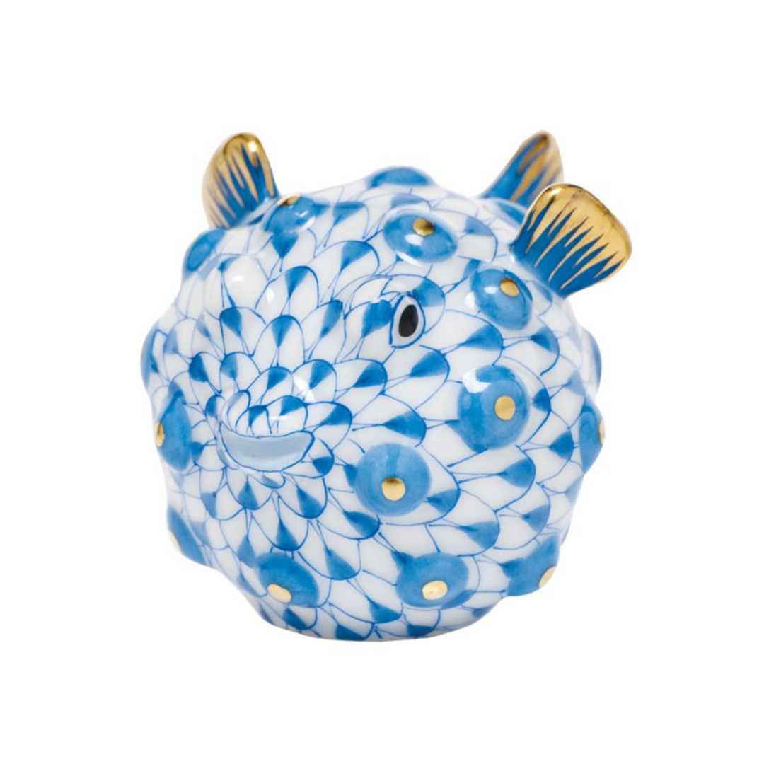 HEREND Puffer Fish BLUE