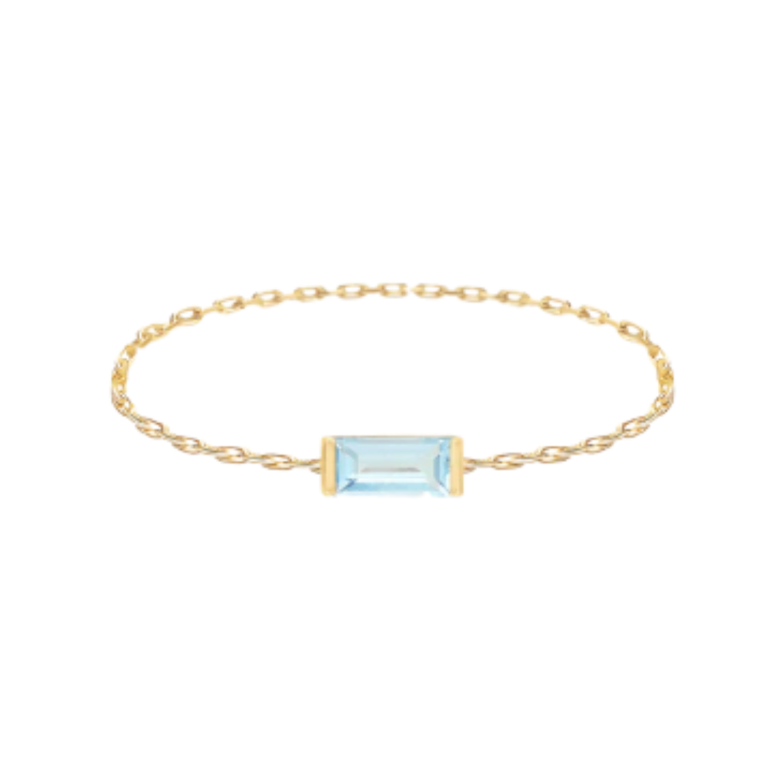 YI COLLECTION Aquamarine Baguette Chain Yellow Gold Ring Default Title