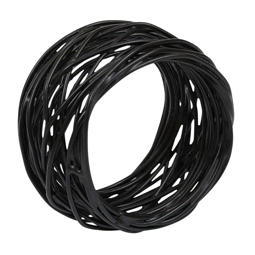 DESIGN IMPORTS Black Birdnest Style Napkin Ring