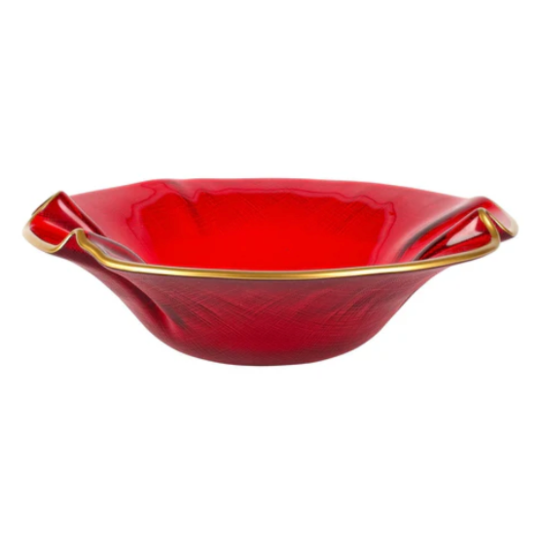 VIETRI Holiday Glass Small Ruffled Bowl Default Title