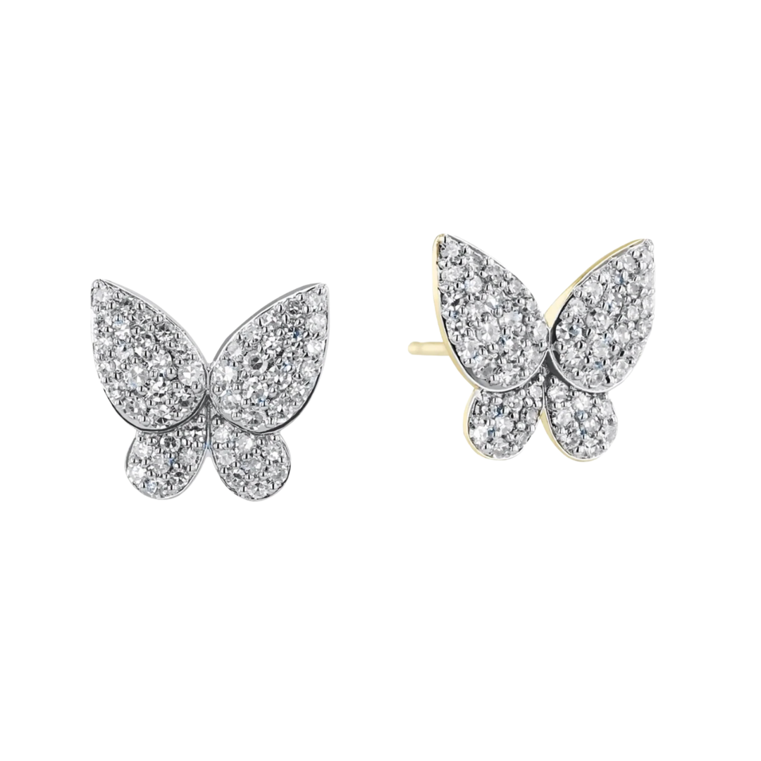Phillips House Butterfly Petite Yellow Gold With Diamonds Stud Earrings Default Title