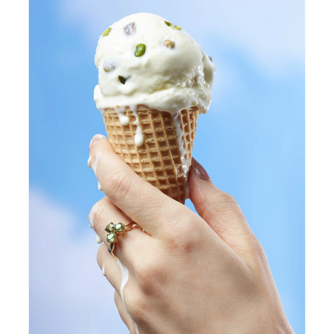 MELUZZA 18K Yellow Gold Pistachio Ice Cream Demantoid Garnet Ring
