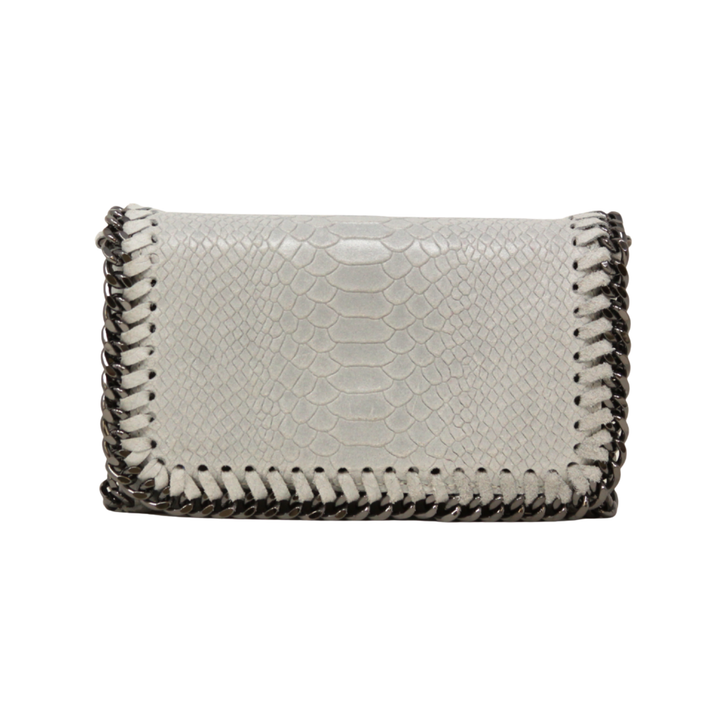 GERMAN FUENTES Leather Crossbody Clutch Purse LIGHT GREY