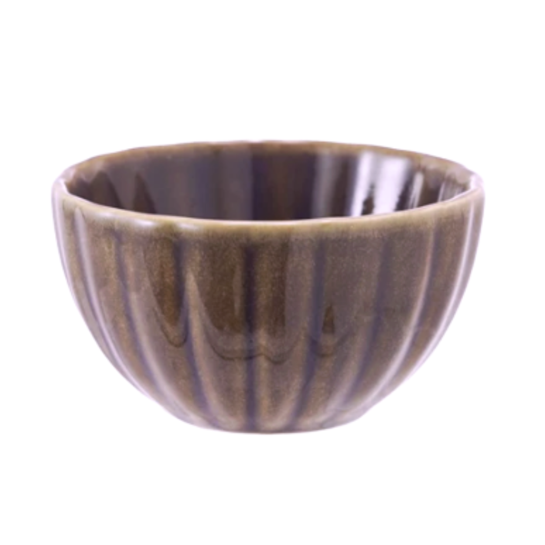 CREATIVE CO-OP Stoneware Ribbed Bowl With Shade Of Plum Glaze