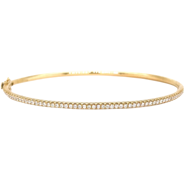 LISA NIK 18K Yellow Gold Skinny Bangle Bracelet With Diamonds