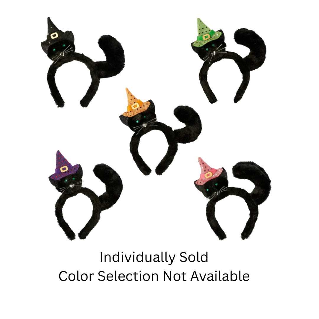 Halloween Cat Head Band With Witches Hat