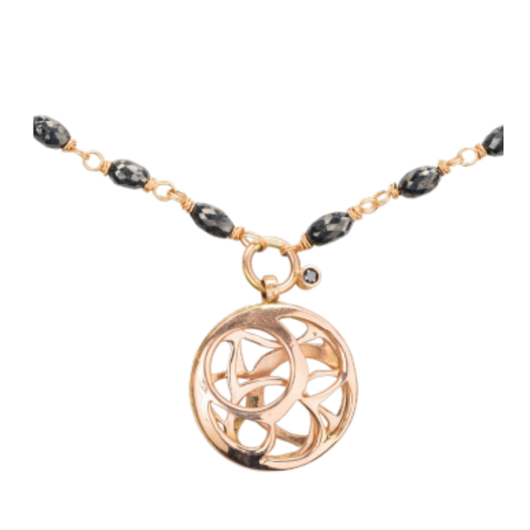 ARI O Rose Gold Necklace With Black Diamond Beads Default Title