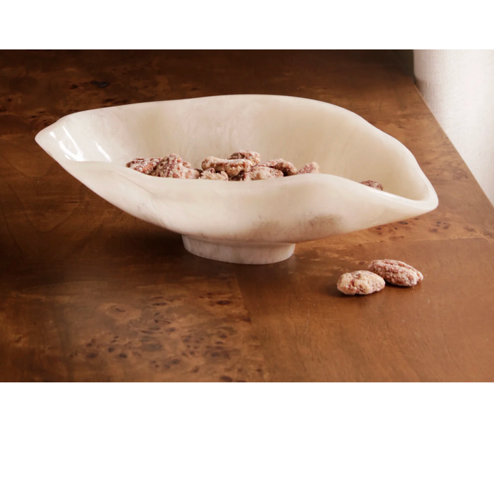 BEATRIZ BALL Alabaster White Swirl Small Oval Bowl