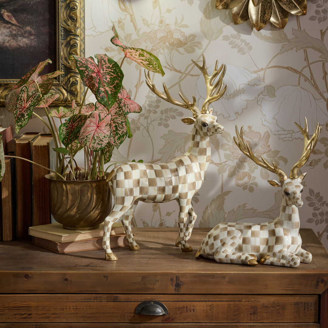 MACKENZIE CHILDS Mocha Check Standing Deer