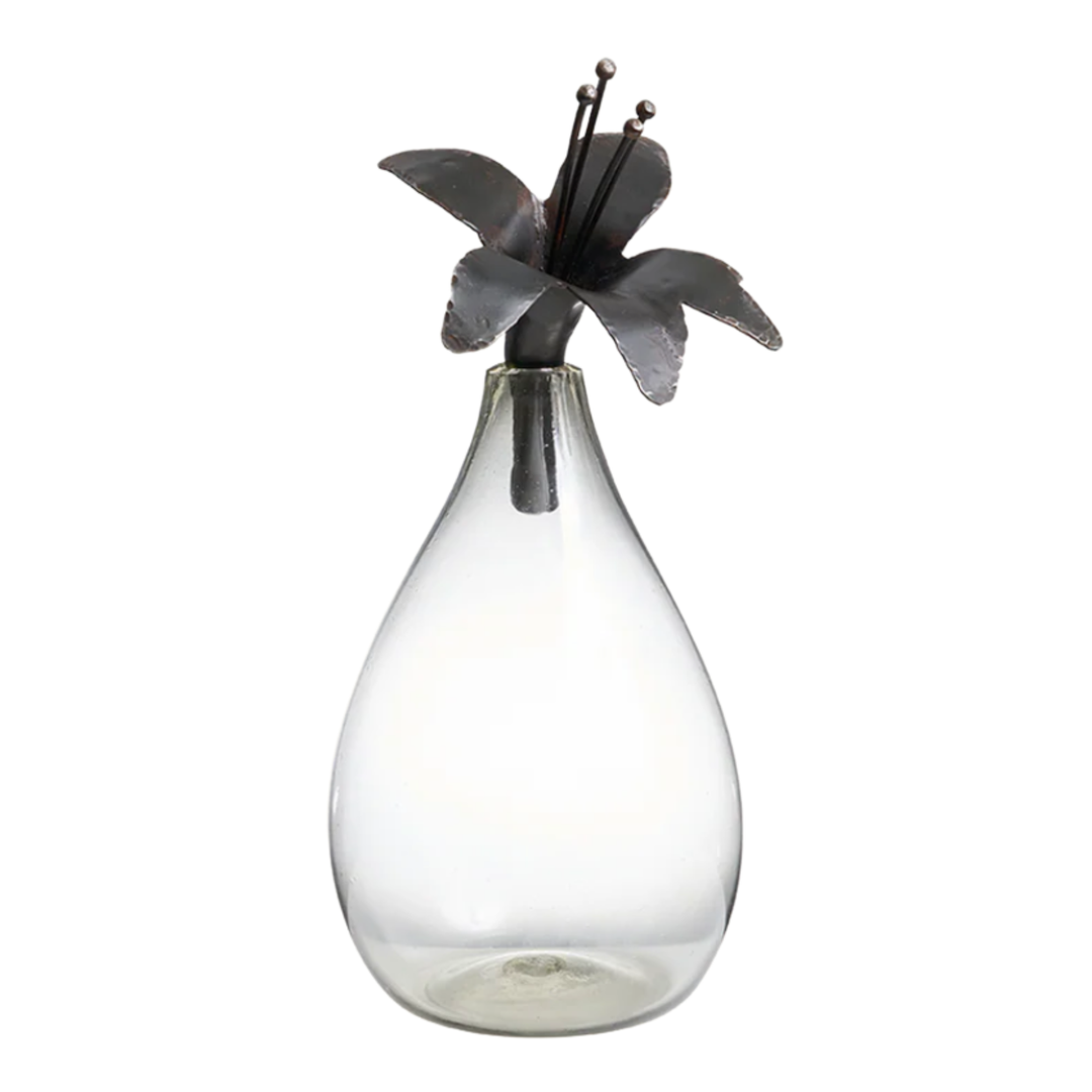 JAN BARBOGLIO Lilly Botella Carafe With Forged Flower Iron Stopper Default Title