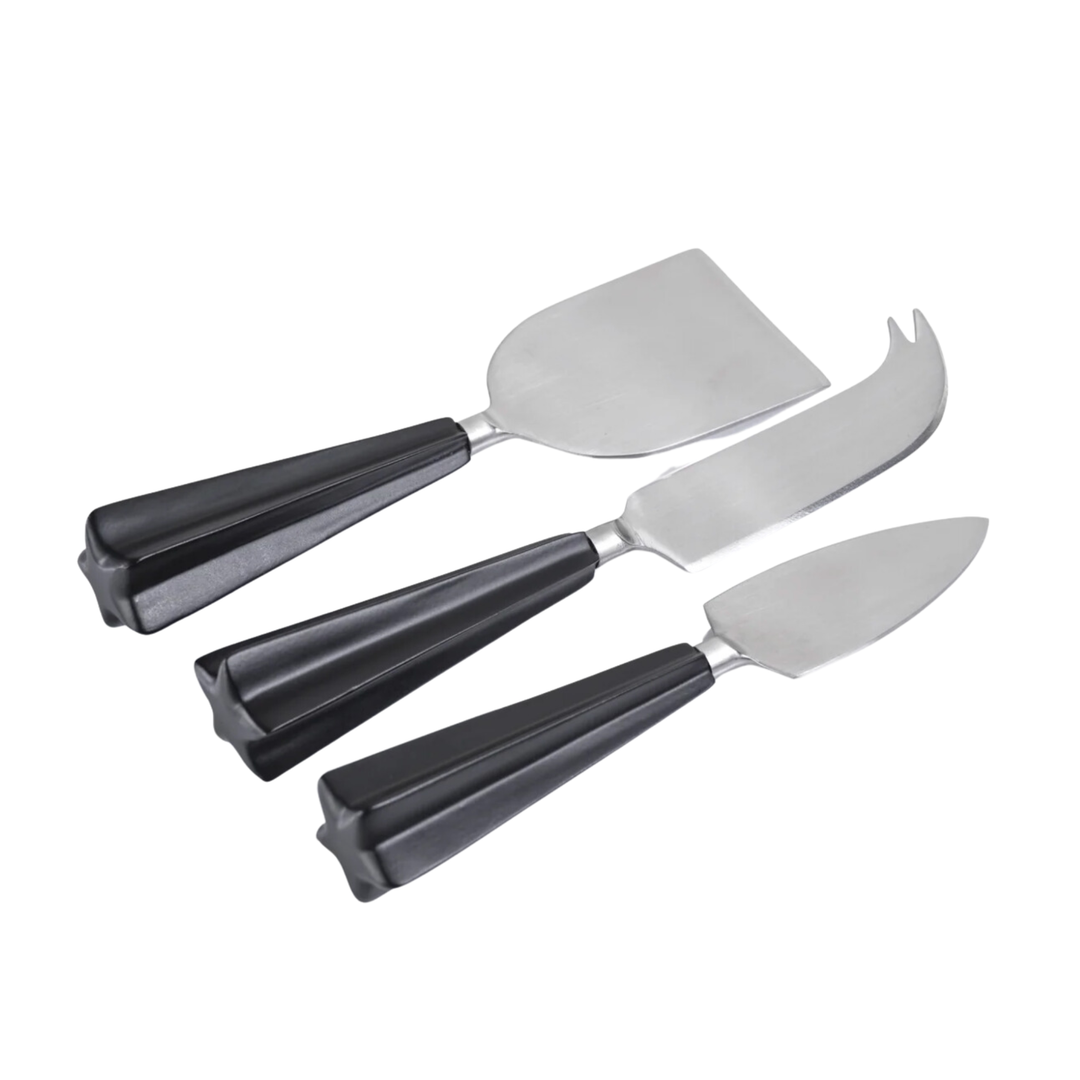 ZODAX Cheese Knives Set With Black Handles