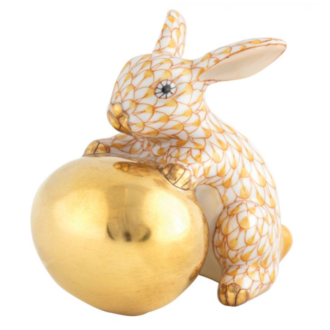HEREND Bunny With Egg BUTTERSCOTCH