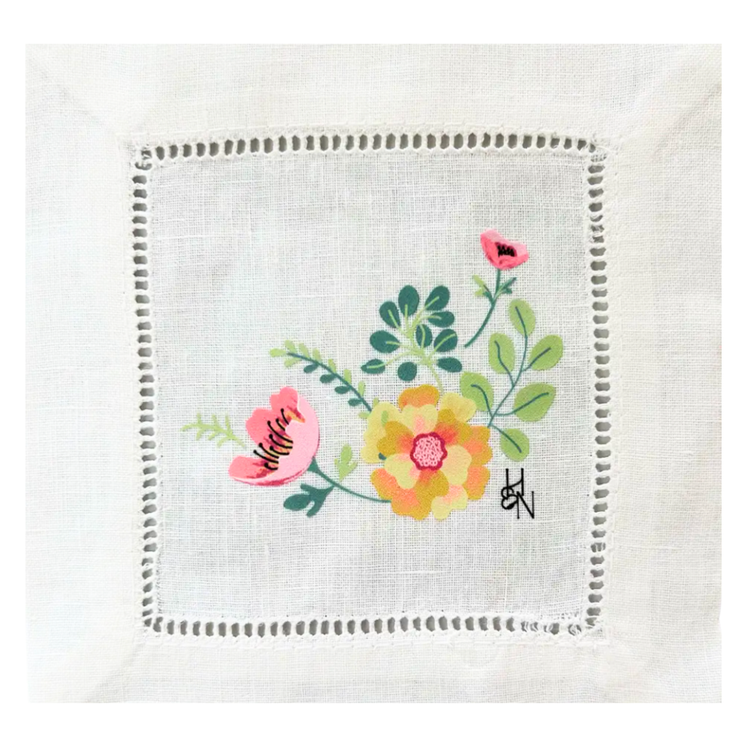 HUTCH AND NOOK Linen Lavender Floral Arrangement Cocktail Napkins Default Title