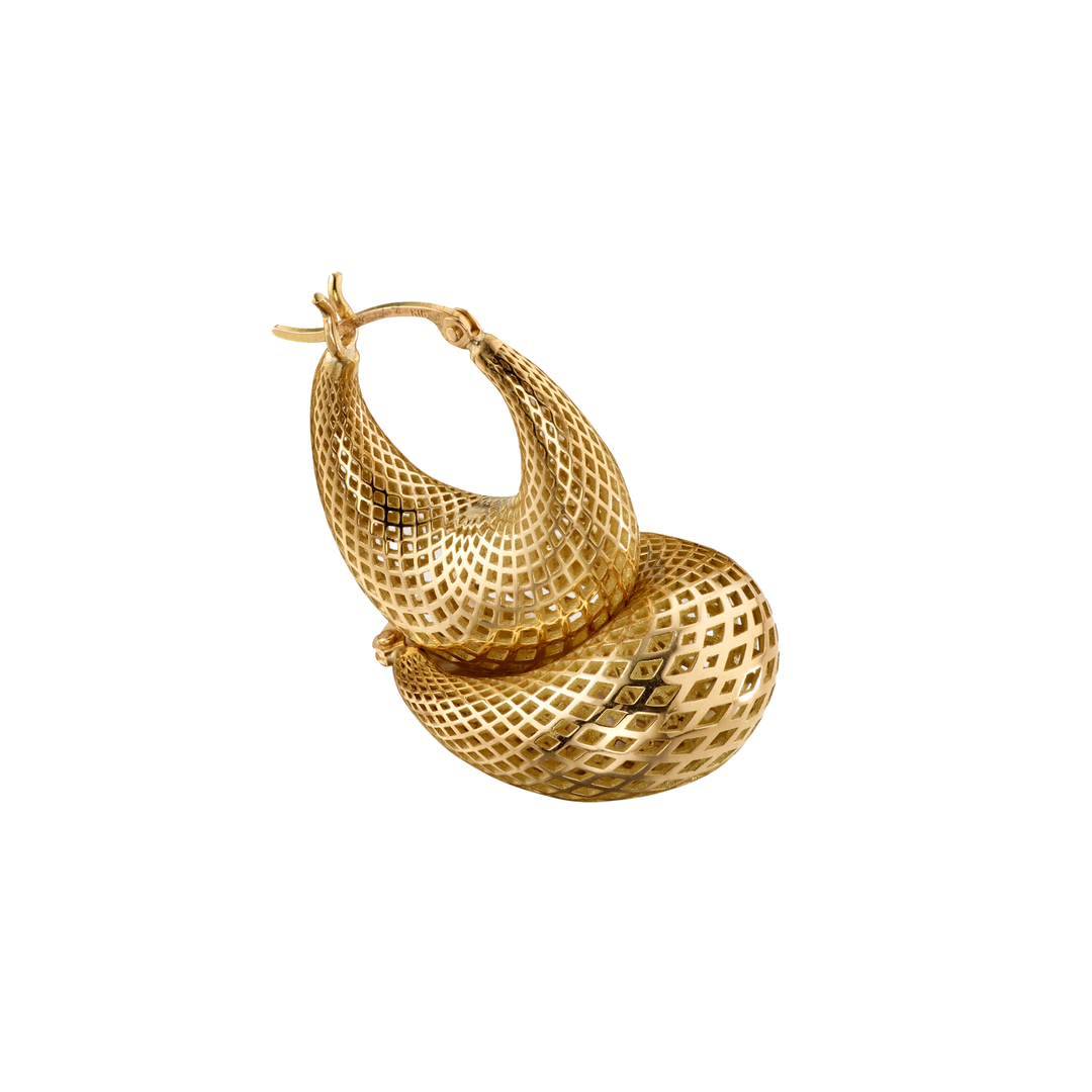 RAY GRIFFITHS Chubby Small Graduated Crown 18K Gold Hoop Earring