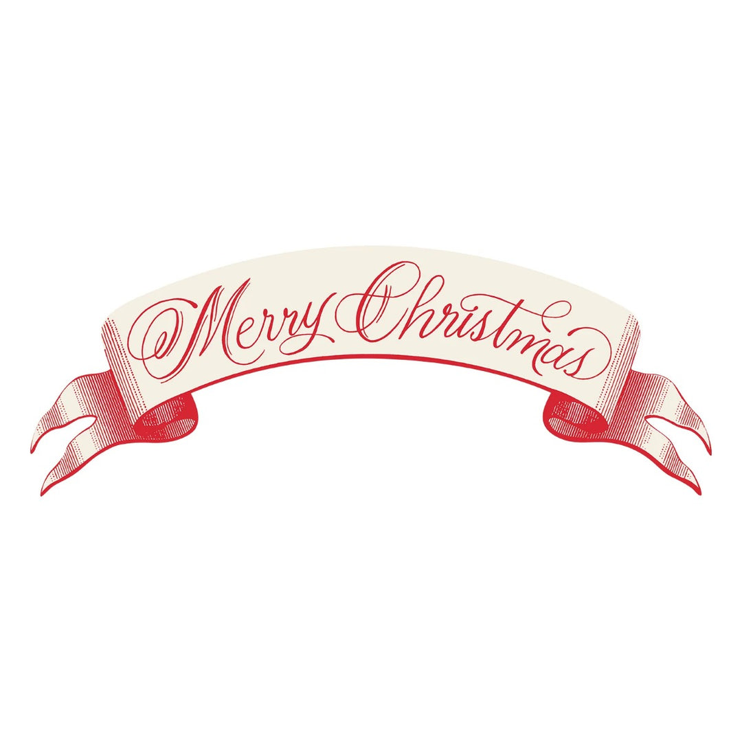 HESTER & COOK Red Merry Christmas Banner Table Accent