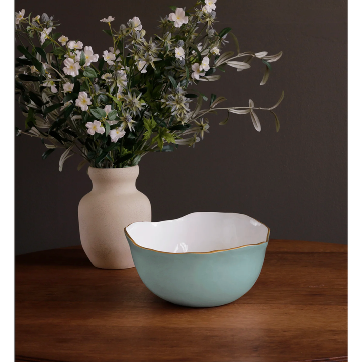 BEATRIZ BALL Ecanto Osaka Turquoise And White Large Bowl