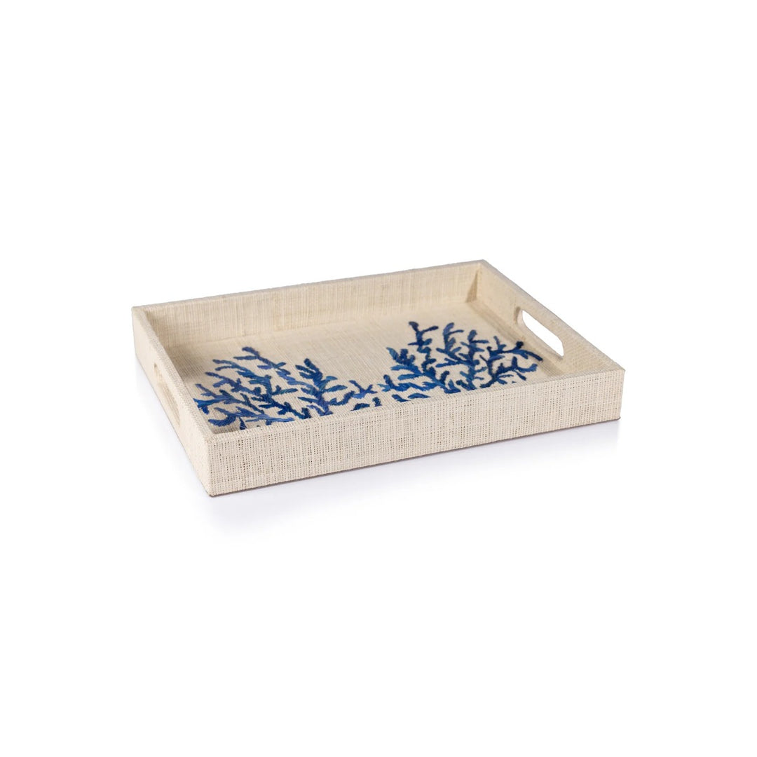 ZODAX Coral Lagoon Raffia Serving Tray Default Title