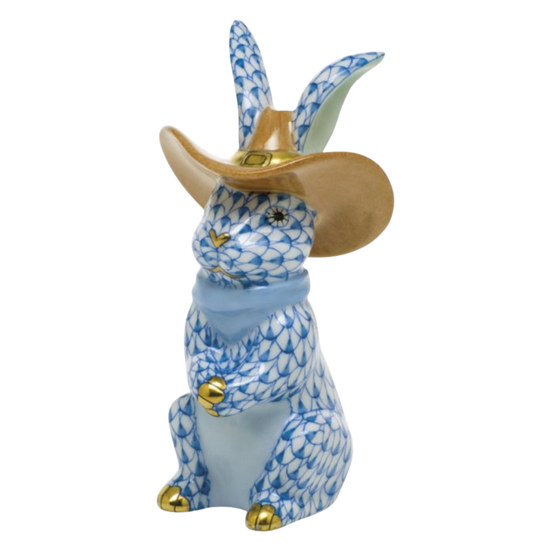 HEREND Cowboy Bunny BLUE