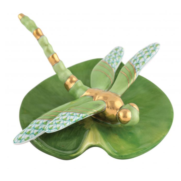 HEREND Dragonfly On Lily Pad KEYLIME