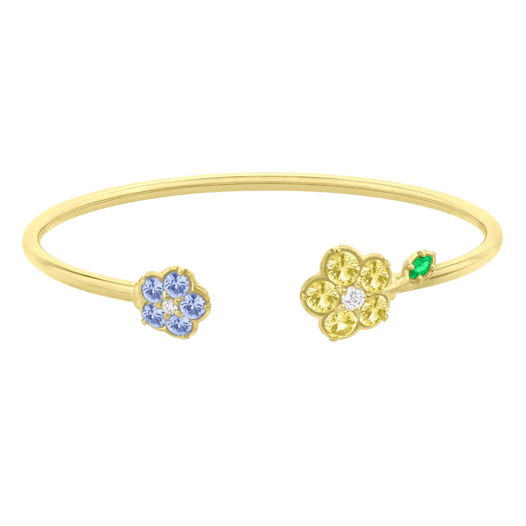 PAUL MORELLI Wild Child Yellow Gold Large Bangle Bracelet With Yellow And Blue Sapphires