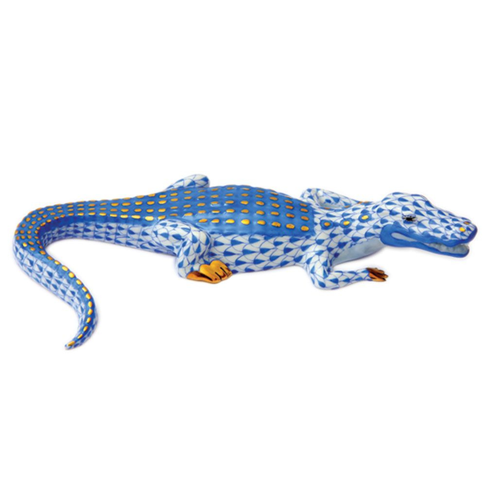 HEREND SMALL ALLIGATOR BLUE