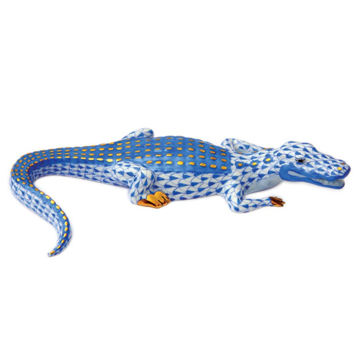 HEREND SMALL ALLIGATOR BLUE