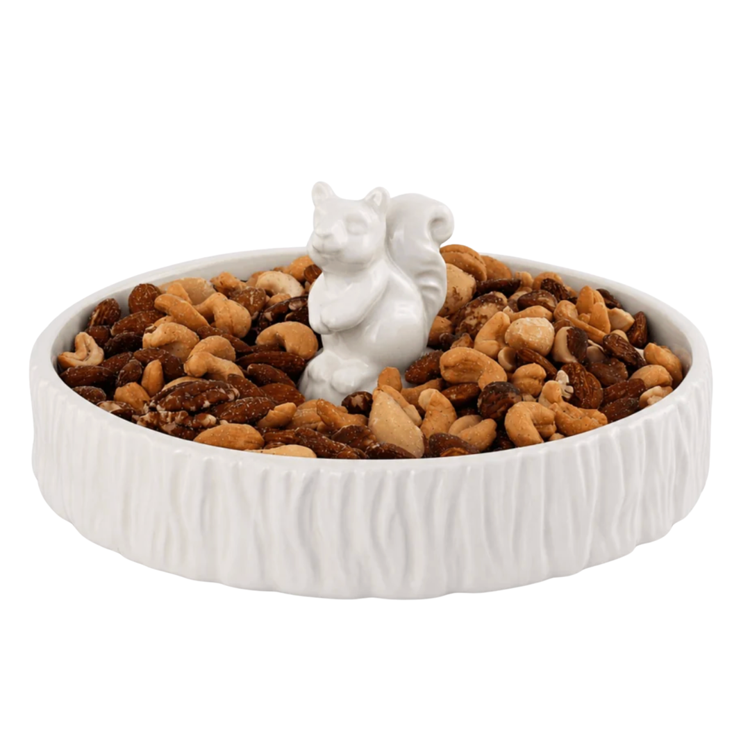 ARTHUR COURT Standing Squirrel White Nut Bowl