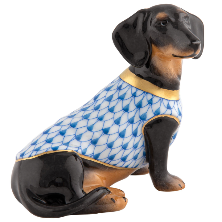 HEREND Dauchshund With Sweater BLUE