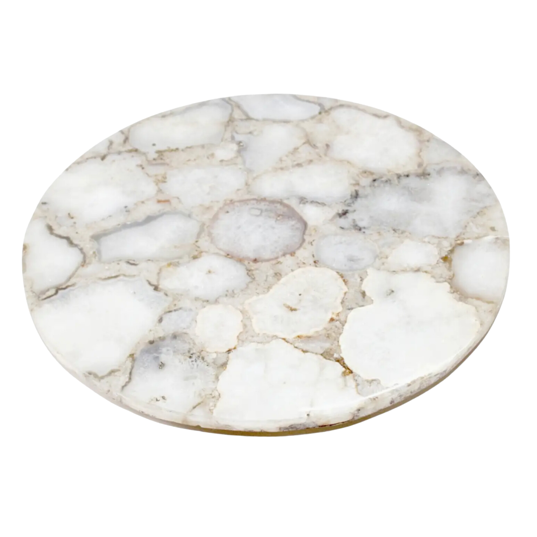 BIDKHOME White Agate Lazy Susan