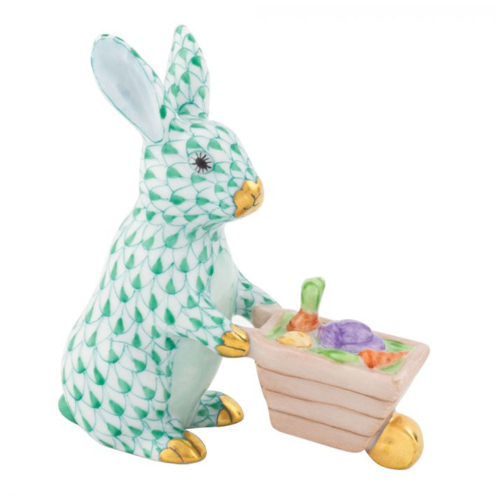 HEREND Wheelbarrow Bunny GREEN