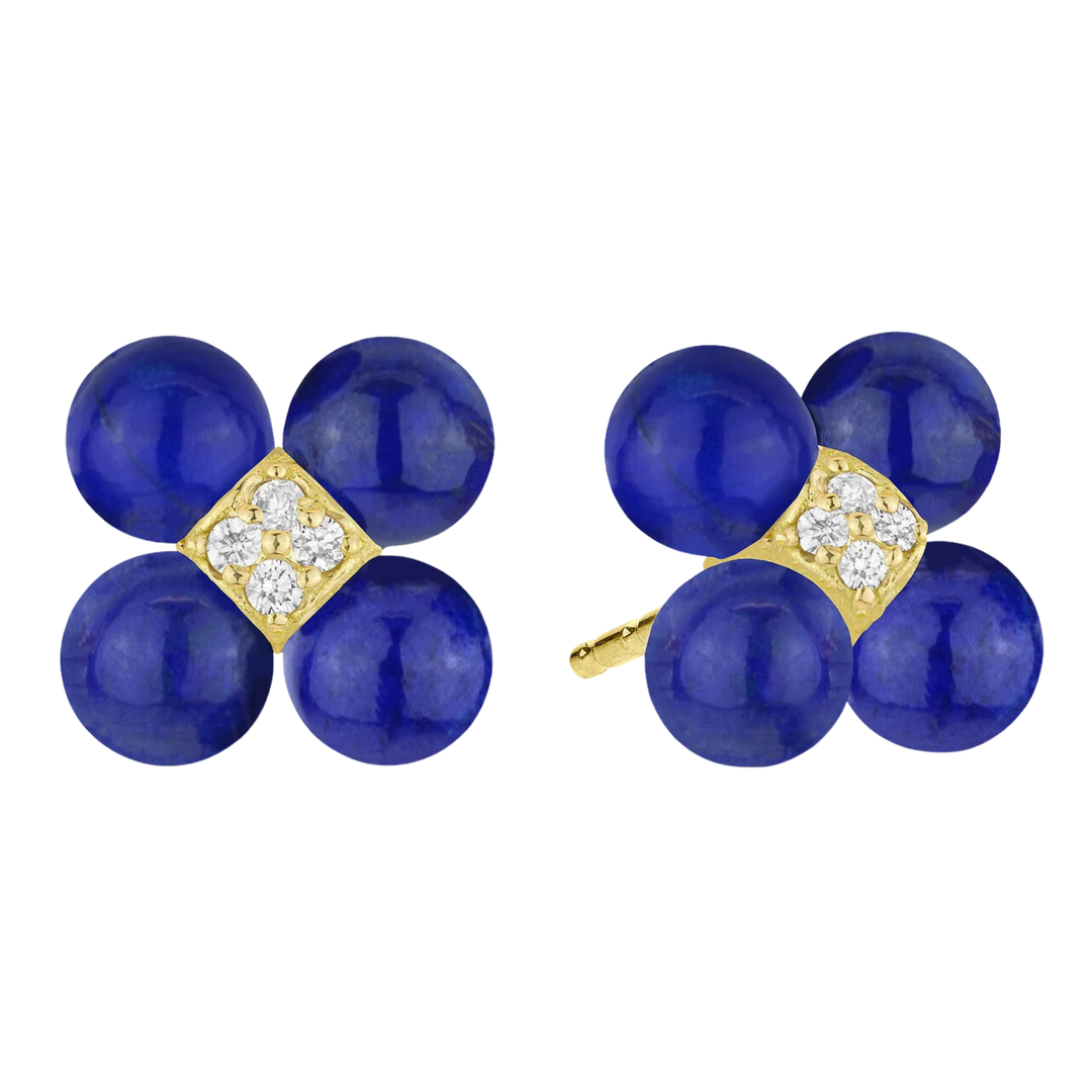 PAUL MORELLI Lapis Sequence Stud Yellow Gold And Diamond Earrings