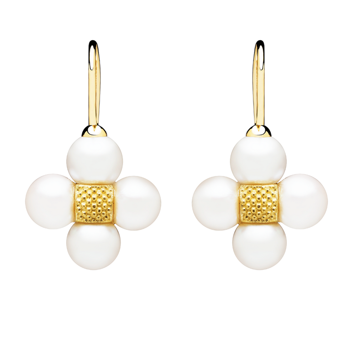 PAUL MORELLI 18K YELLOW GOLD SEQUENCE WHITE PEARL EARRING ON A WIRE