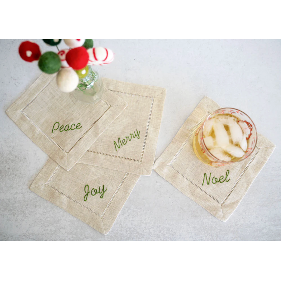 DOT & ARMY Individually Sold Holiday Linen Coasters Default Title