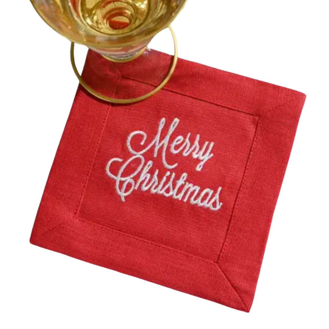 ARTE ITALICA Merry Christmas Red Cocktail Napkins Default Title